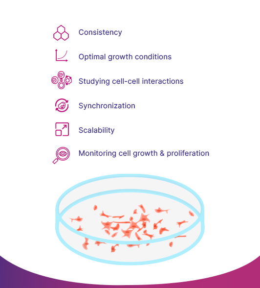 Illustration of the six main parameters that affect the confluency of a mammalian cell culture.